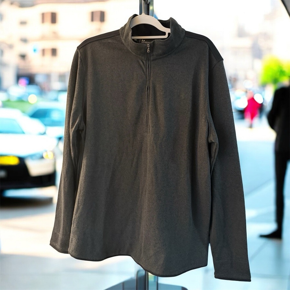 Under Armour Mens‎ ColdGear Quarter Zip Pullover Charcoal Gray Heather XL Loose